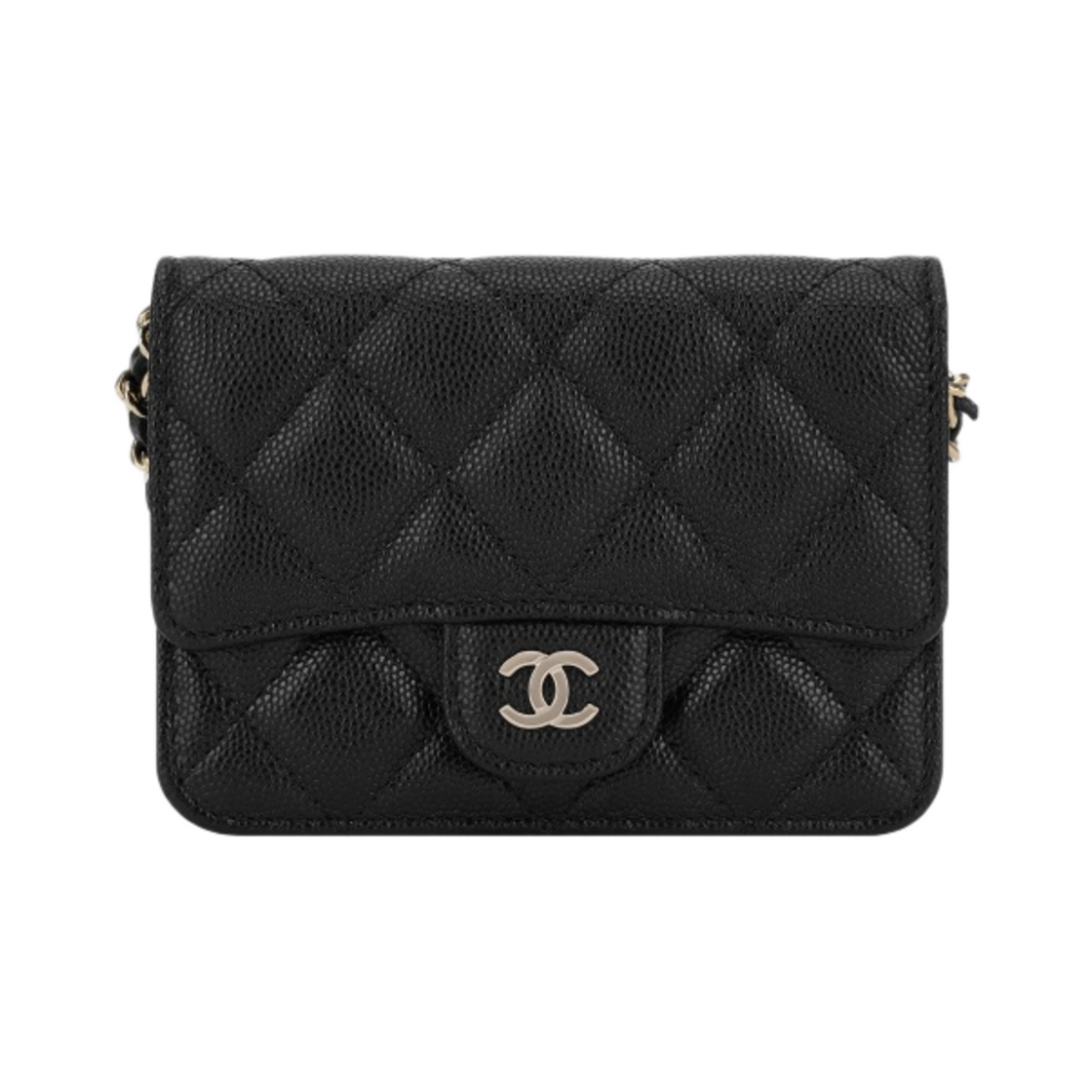 샤넬 클래식 플랩 체인 카드 홀더 그레인드 카프스킨 & 골드 메탈 블랙(Chanel Classic Flap Card Holder with Chain Grained Calfskin & Gold Black)