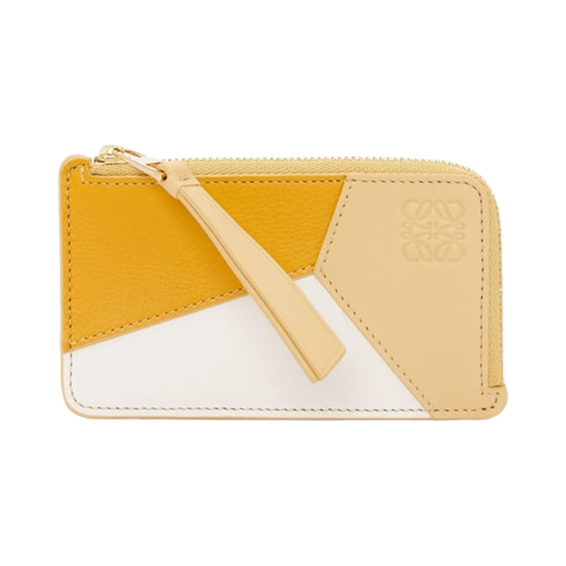 로에베 퍼즐 코인 카드 홀더 인 클래식 카프스킨 선플라워 소프트 화이트 다크 버터(Loewe Puzzle Coin Card Holder In Classic Calfskin Sunflower Soft White Dark Butter)