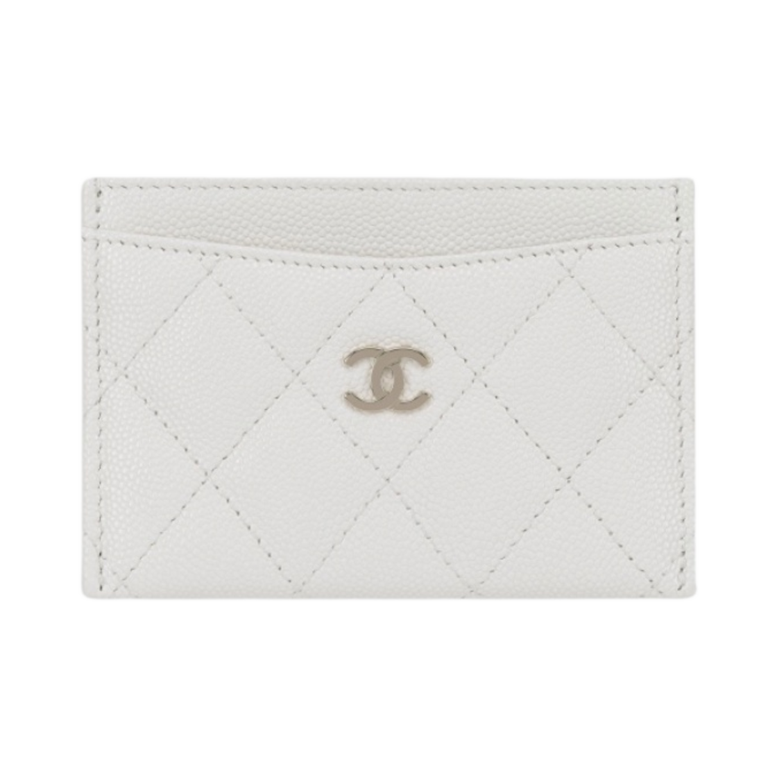 샤넬 클래식 카드 홀더 그레인드 샤이니 카프스킨 & 골드 메탈 화이트(Chanel Classic Card Holder Grained Shiny Calfskin & Gold White)