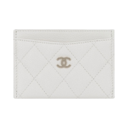 Chanel Classic Card Holder Grained Shiny Calfskin & Gold White