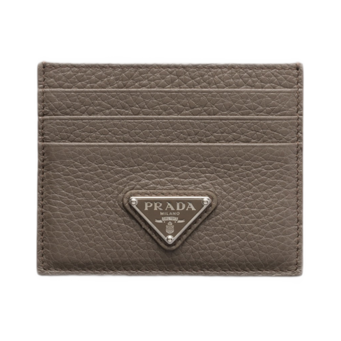 2MC025-2E54-F0218 Prada Leather Card Holder Bamboo Gray