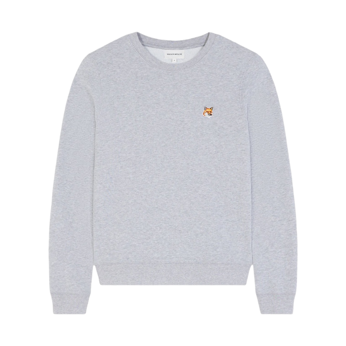 (W) 메종 키츠네 폭스 헤드 패치 레귤러 스웨트셔츠 라이트 그레이 멜란지((W) Maison Kitsune Fox Head Patch Regular Sweatshirt Light Grey Melange)