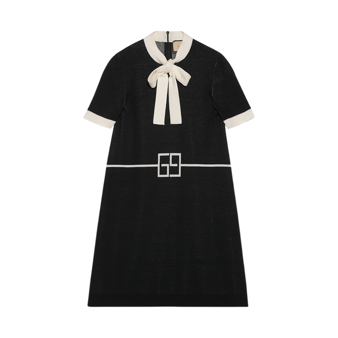 (W) 구찌 스퀘어 GG 울 자카드 드레스 블랙 아이보리((W) Gucci Square GG Wool Jacquard Dress Black Ivory) - 1