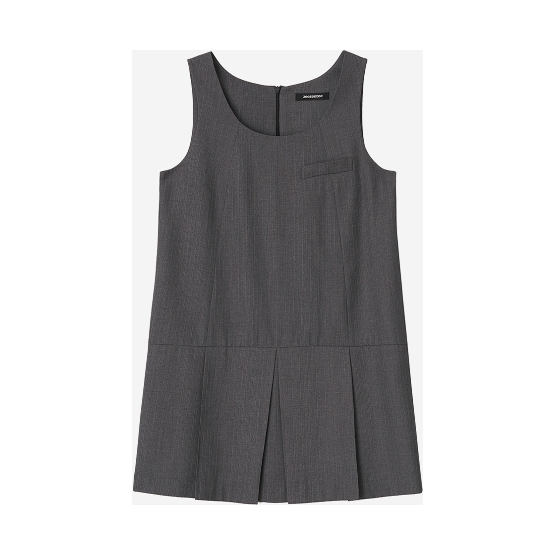 지지지 스트라이프 플리츠 미니 원피스 멜란지 그레이(zeezeezee Stripe Pleated Minidress Melange Grey)