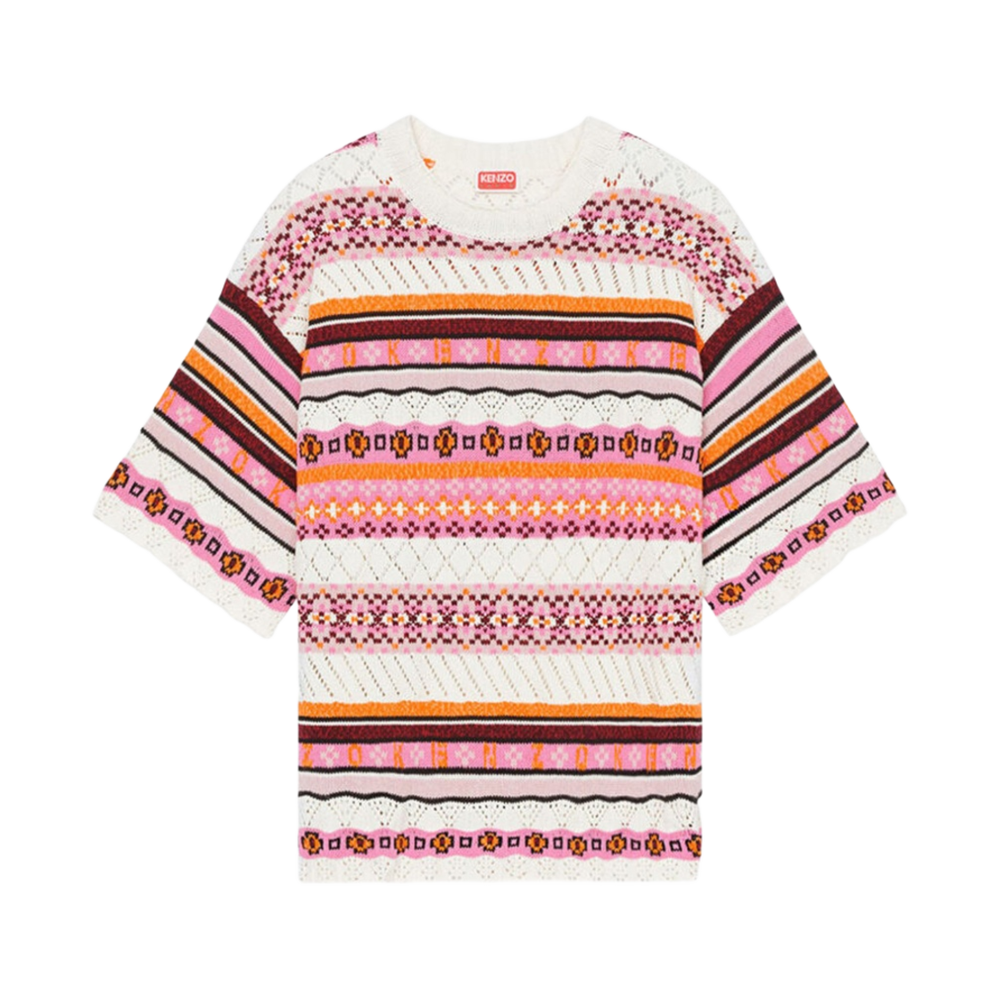 (W) 겐조 페어 아일 오버사이즈 점퍼 로즈((W) Kenzo Fair Isle Oversized Jumper Rose) - 1