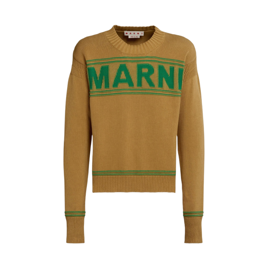 마르니 인레이드 로고 코튼 니트 스웨터 인디안 옐로우(Marni Inlaid Logo Cotton Knit Sweater Indian Yellow) - 1