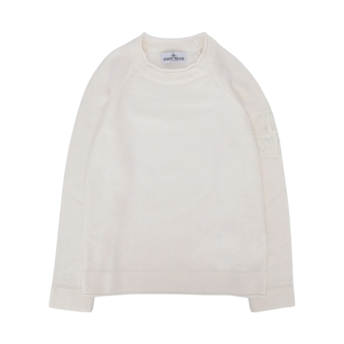 7916507Z1-V0093 (Kids) Stone Island 507Z1 Reverse Stitch Wool Viscose Nylon Cashmere Blend Crew Neck Knit Ivory - 23FW