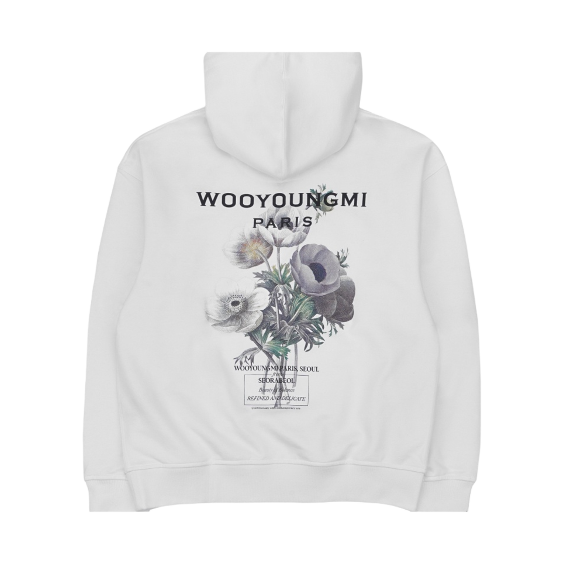 W233TS36711W Wooyoungmi Flower Back Logo Hooded T-Shirt White - 23FW