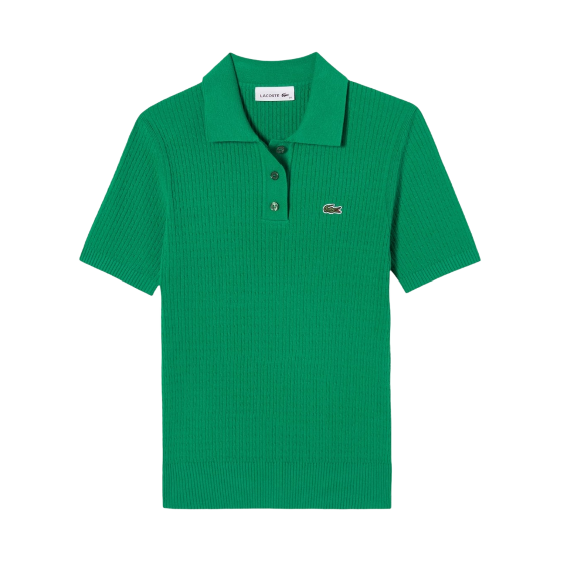 (W) 라코스테 케이블 폴로 스웨터 옐로우 그린((W) Lacoste Cable Polo Sweater Yellow Green) - 1