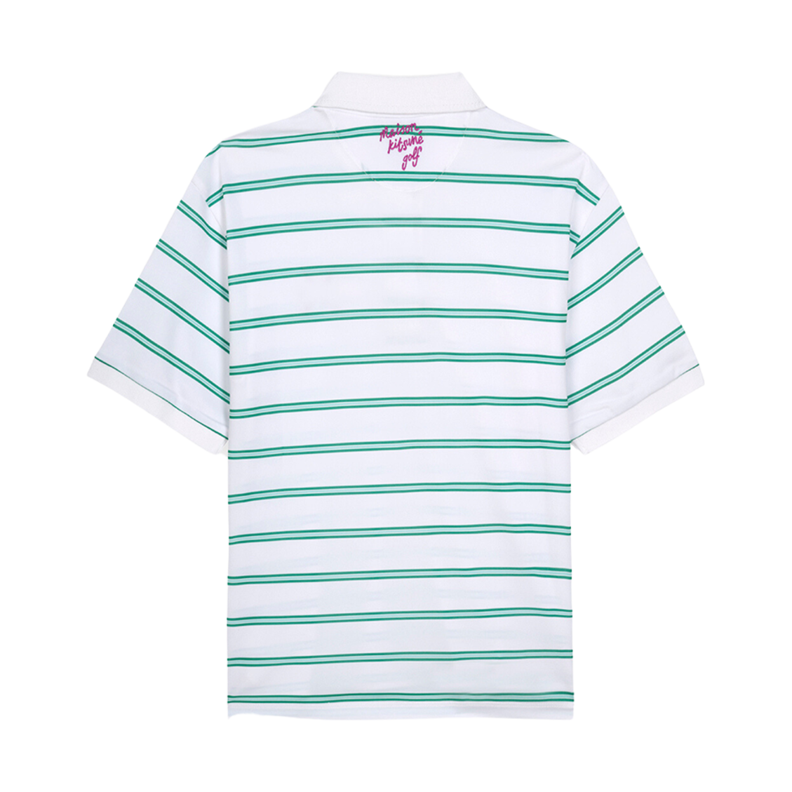 (W) 메종 키츠네 프로파일 폭스 숏슬리브 스트라이프 폴로 셔츠 화이트((W) Maison Kitsune Profile Fox Short Sleeve Stripe Polo Shirt White) - 2
