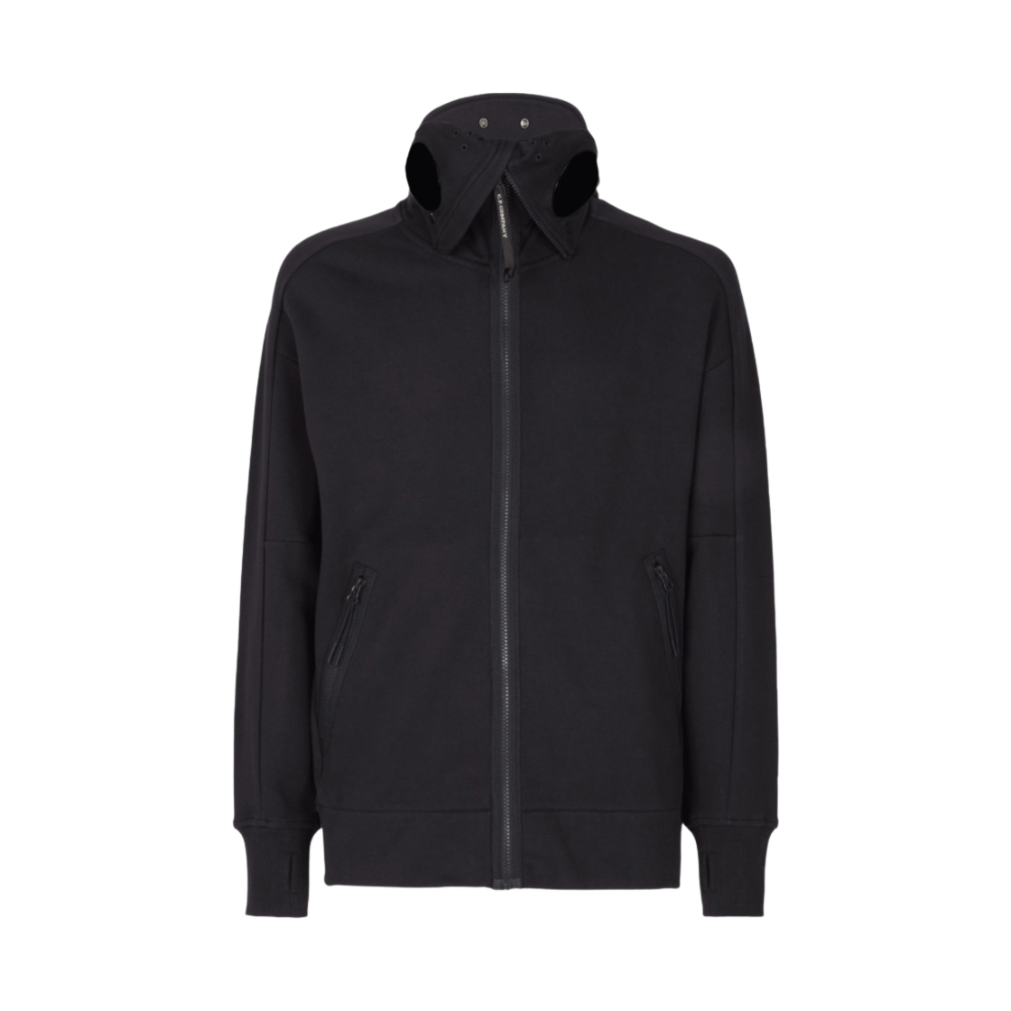 13CMSS062A005086W999 C.P. Company Diagonal Raised Fleece Zipped Goggle Hoodie Black - 22FW - 대표 이미지 #1
