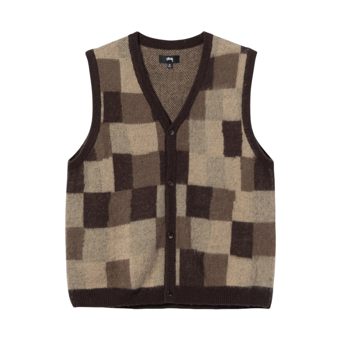 스투시 워블리 체크 스웨터 베스트 브라운(Stussy Wobbly Check Sweater Vest Brown) - 1
