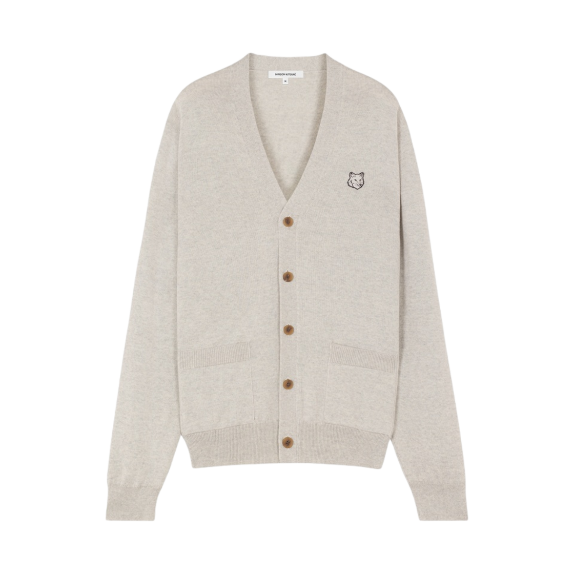 메종 키츠네 볼드 폭스 헤드 패치 레귤러 가디건 라이트 그레이 멜란지(Maison Kitsune Bold Fox Head Patch Regular Cardigan Light Grey Melange)