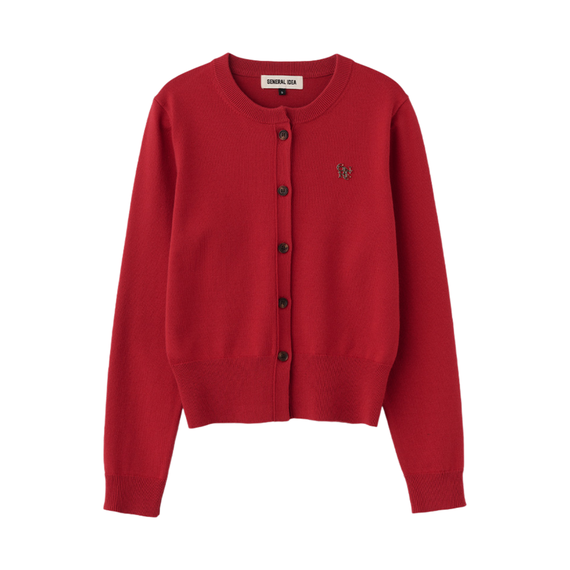 제너럴아이디어 우먼 에센셜 크루넥 가디건 토마토(General Idea woman essential crew neck cardigan tomato) - 1