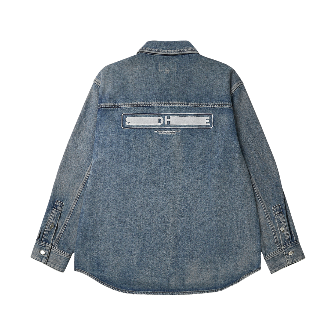 솔리드 옴므 블루 백로고 데님 셔츠 자켓 - 23FW(Solid Homme Back Logo Denim Shirts jacket Blue - 23FW)
