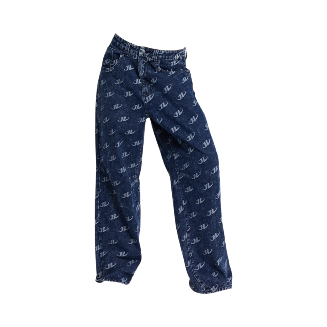 (W) 제이디드 런던 모노그램 배기 진 블루((W) Jaded London Monogram Baggy Jeans Blue)