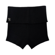 (W) Pale Jade Knitted Micro Shorts Black