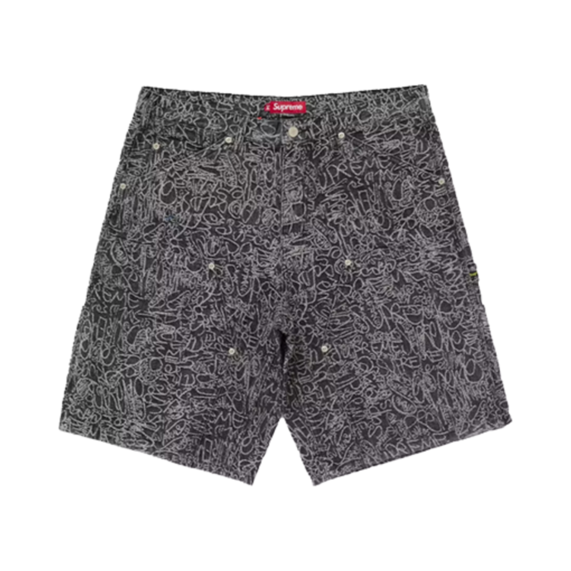- Supreme Handwriting Double Knee Denim Shorts Black - 25SS