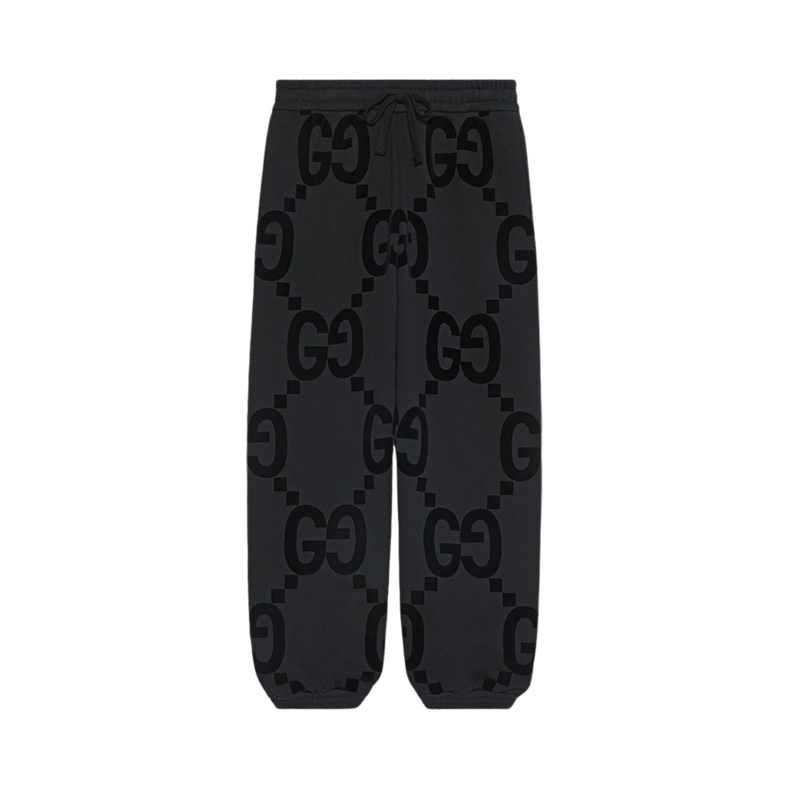 768502-XJF37-1868 Gucci GG Flocked Print Cotton Fleece Sweatpant Black