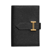 Hermes Bearn Mini Wallet Epsom & Gold Noir