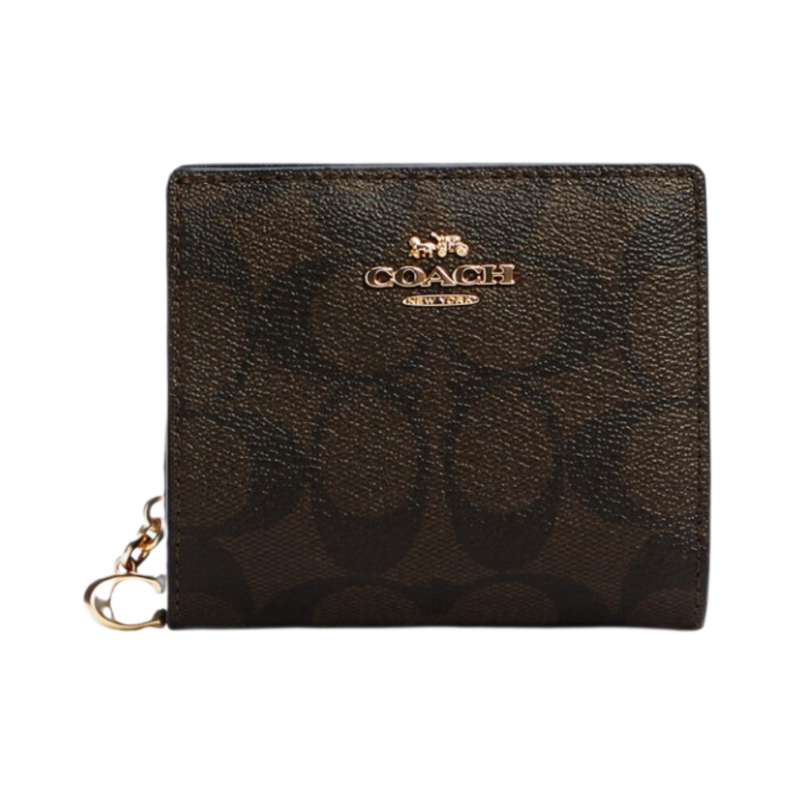 코치 시그니처 캔버스 스냅 지갑 브라운 블랙(Coach Snap Wallet in Signature Canvas Brown Black)