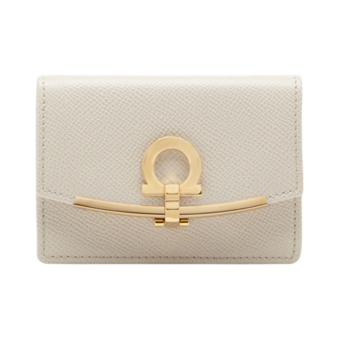 22D198-740823 Ferragamo Gancini Business Card Holder Bone