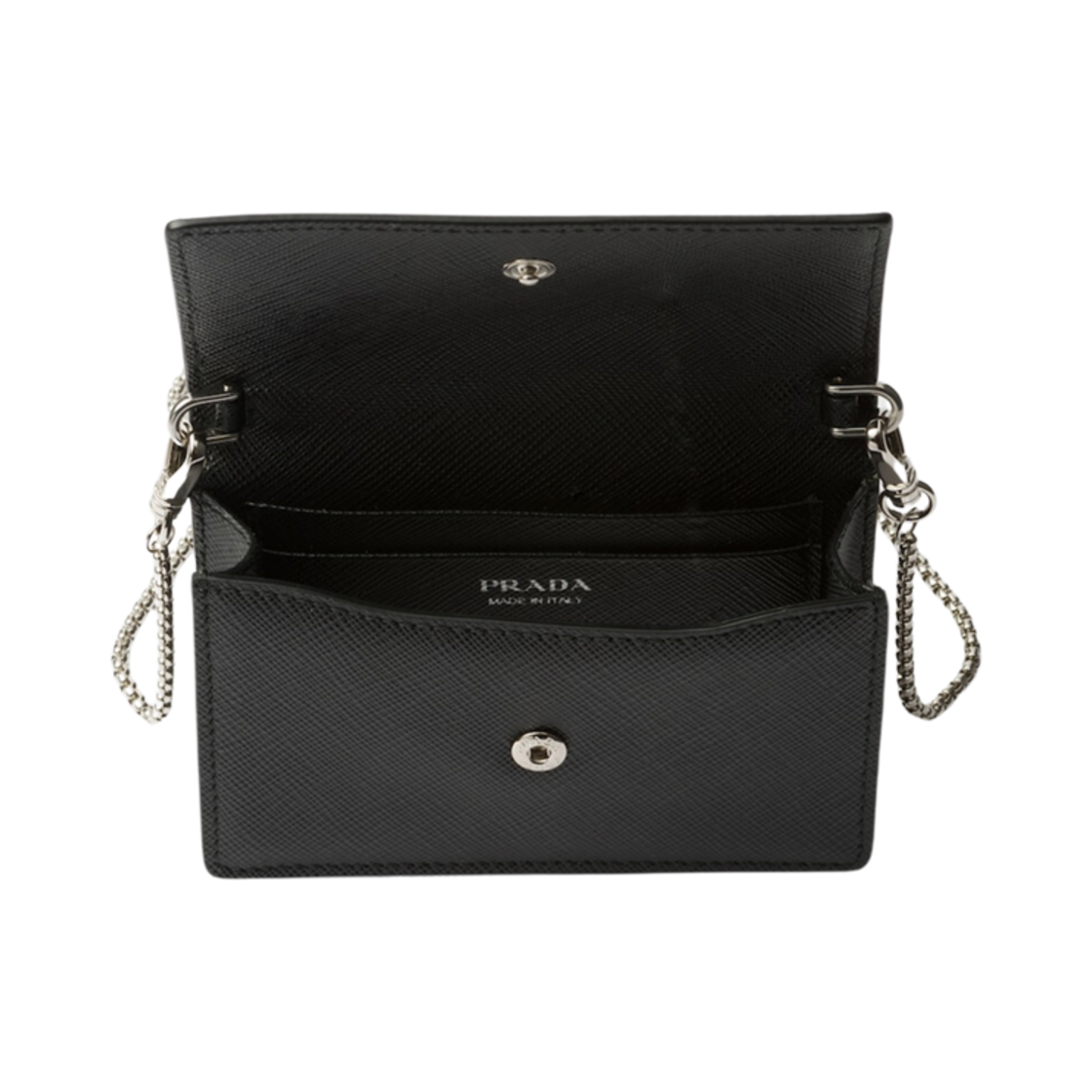 프라다 사피아노 레더 카드 홀더 숄더 스트랩 블랙(Prada Saffiano Leather Card Holder Shoulder Strap Black) - 4