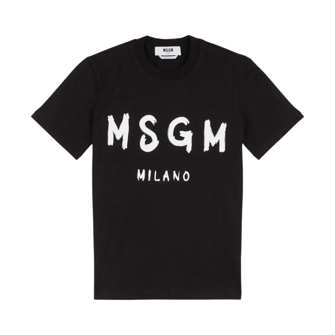 (W) 엠에스지엠 로고 코튼 티셔츠 블랙((W) MSGM Cotton T-Shirt with Logo Black)