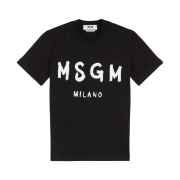 (W) MSGM Cotton T-Shirt with Logo Black