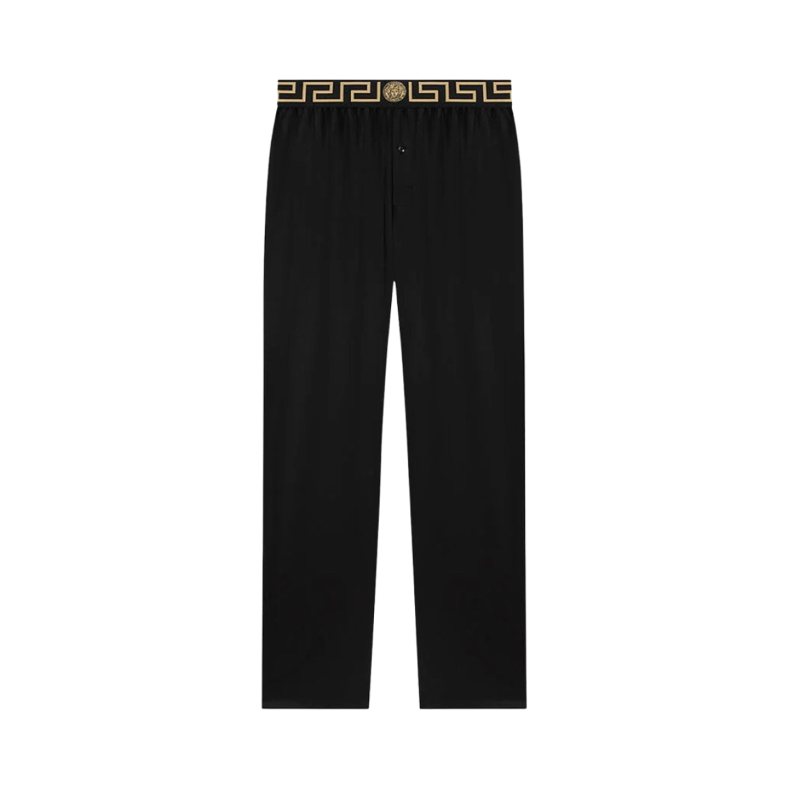 1000947-1A00986-1B000 Versace Greca Border Silk Pyjama Pants Black