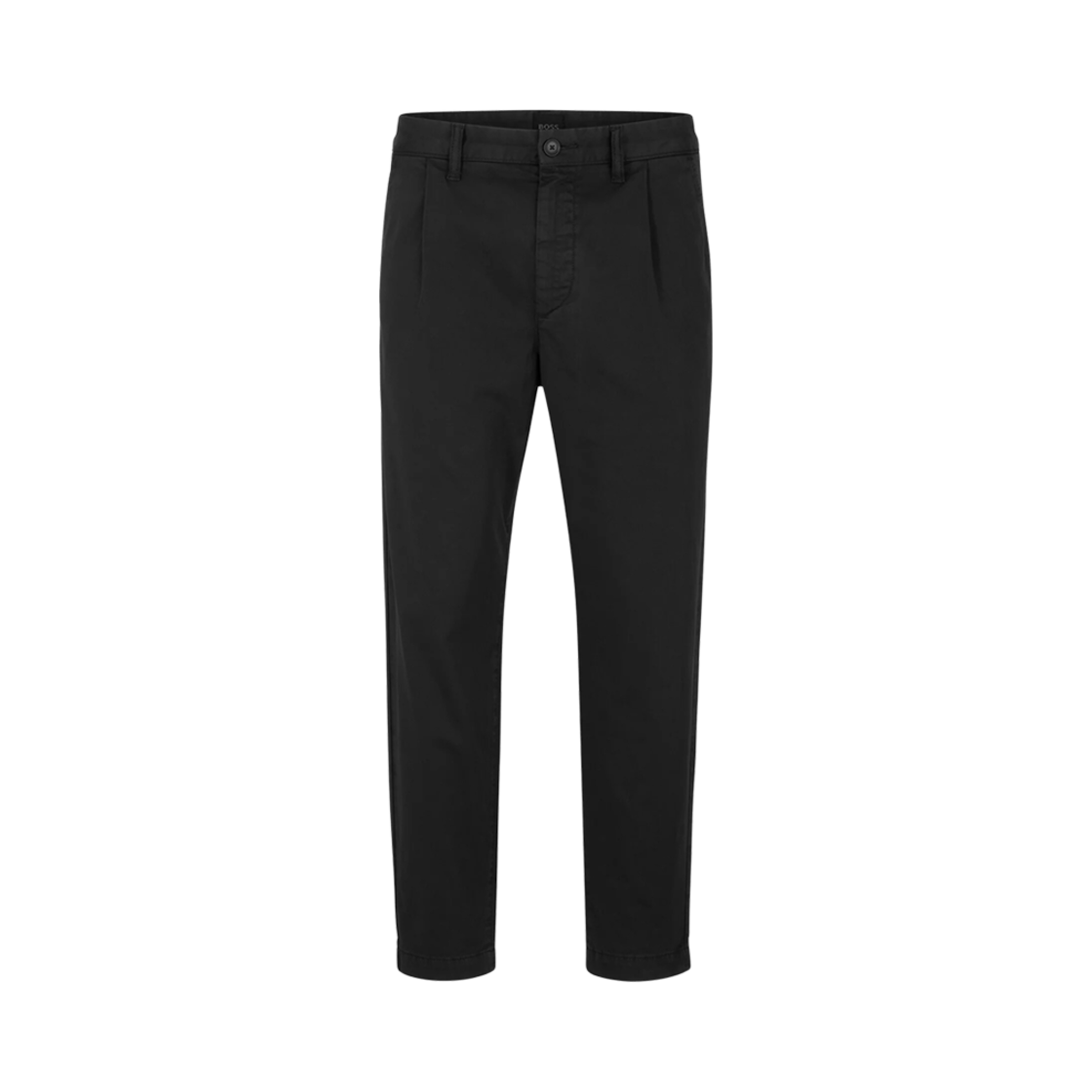 휴고 보스 테이퍼드 핏 스트레치 코튼 새틴 블랙(Hugo Boss Tapered Fit Trousers in Stretch Cotton Satin Black)