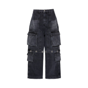 MJD Eyelet Cargo Denim Pants Black