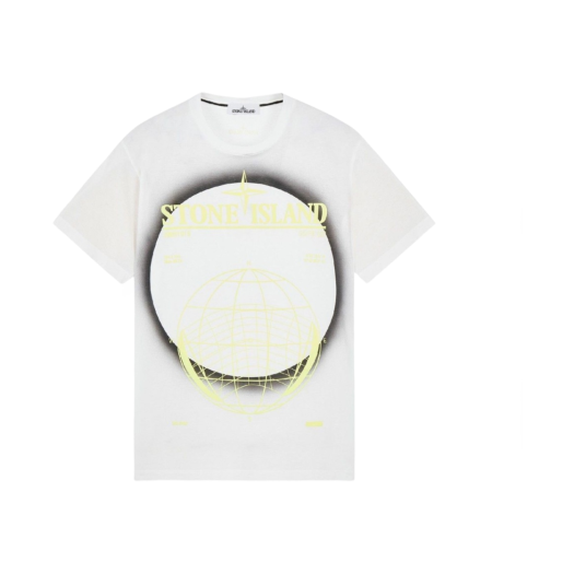 Stone Island 2NS96 30/1 Cotton Jersey Solar Eclipse Two Print Garment Dyed T-Shirt White - 22SS