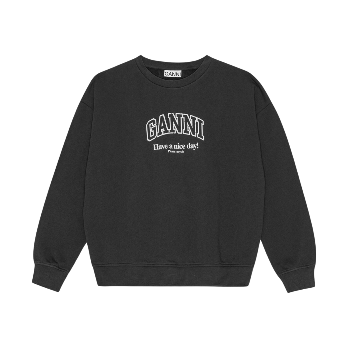 (W) 가니 다크 그레이 이솔리 오버사이즈드 스웨트셔츠 팬텀((W) Ganni Dark Grey Isoli Oversized Sweatshirt Phantom)