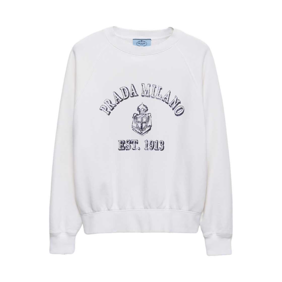 134716-16V5-F0009 (W) Prada Cotton Crewneck Sweatshirt White