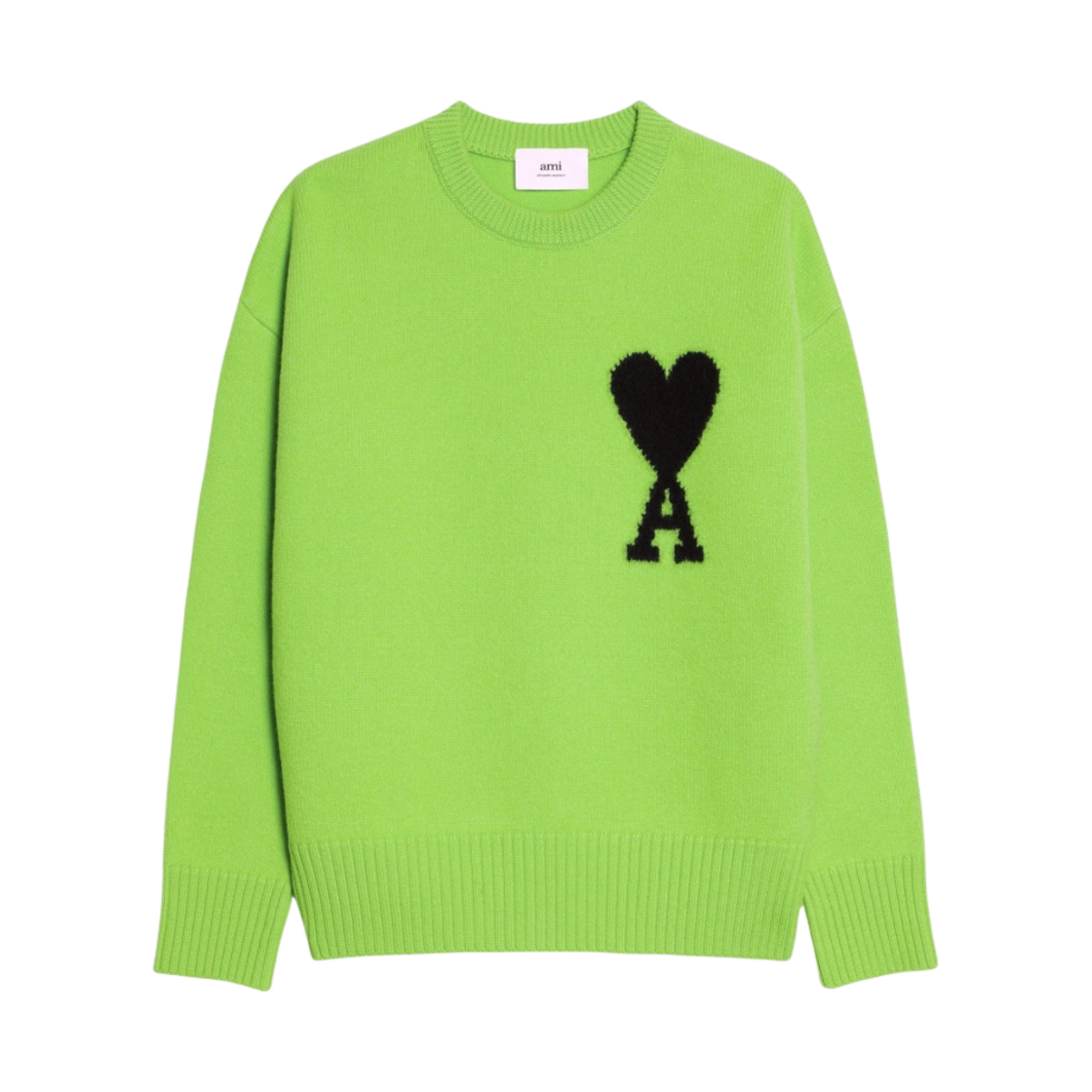 아미 빅 하트 로고 오버사이즈 인타르시아 스웨터 그린 블랙(AMI de Coeur Oversize Intarsia Sweater Green Black) - 1