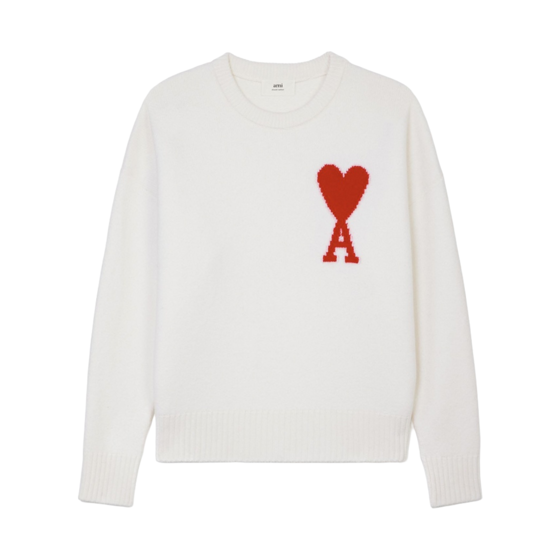 아미 빅 하트 로고 오버사이즈 인타르시아 스웨터 화이트 - 21FW