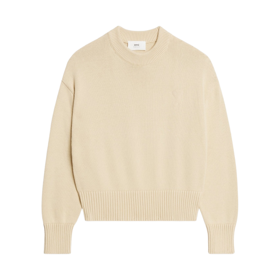 아미 스몰 하트 로고 크루넥 스웨터 바닐라