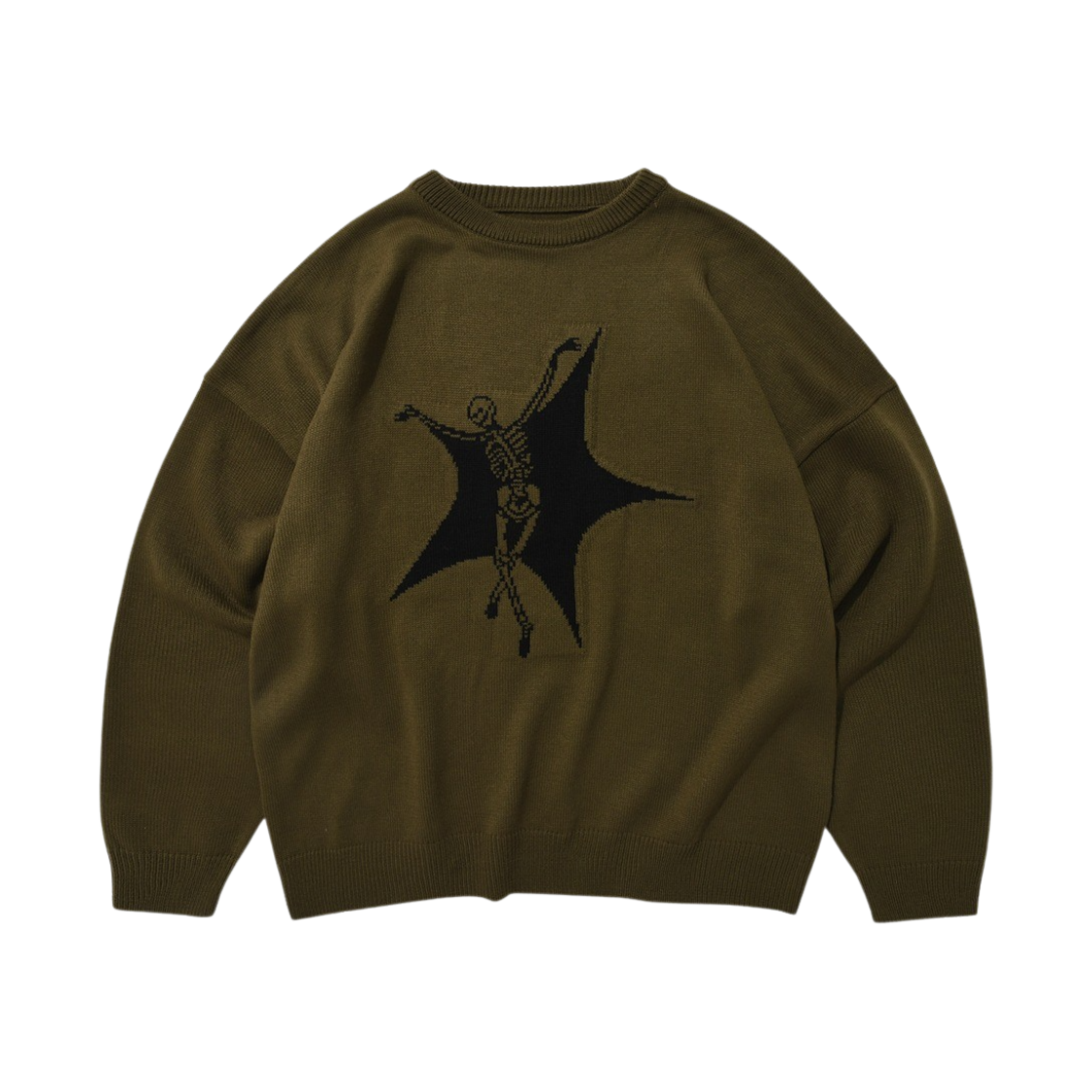SD3FKN003OL Suade Skull Star Knit Olive - 대표 이미지 #1