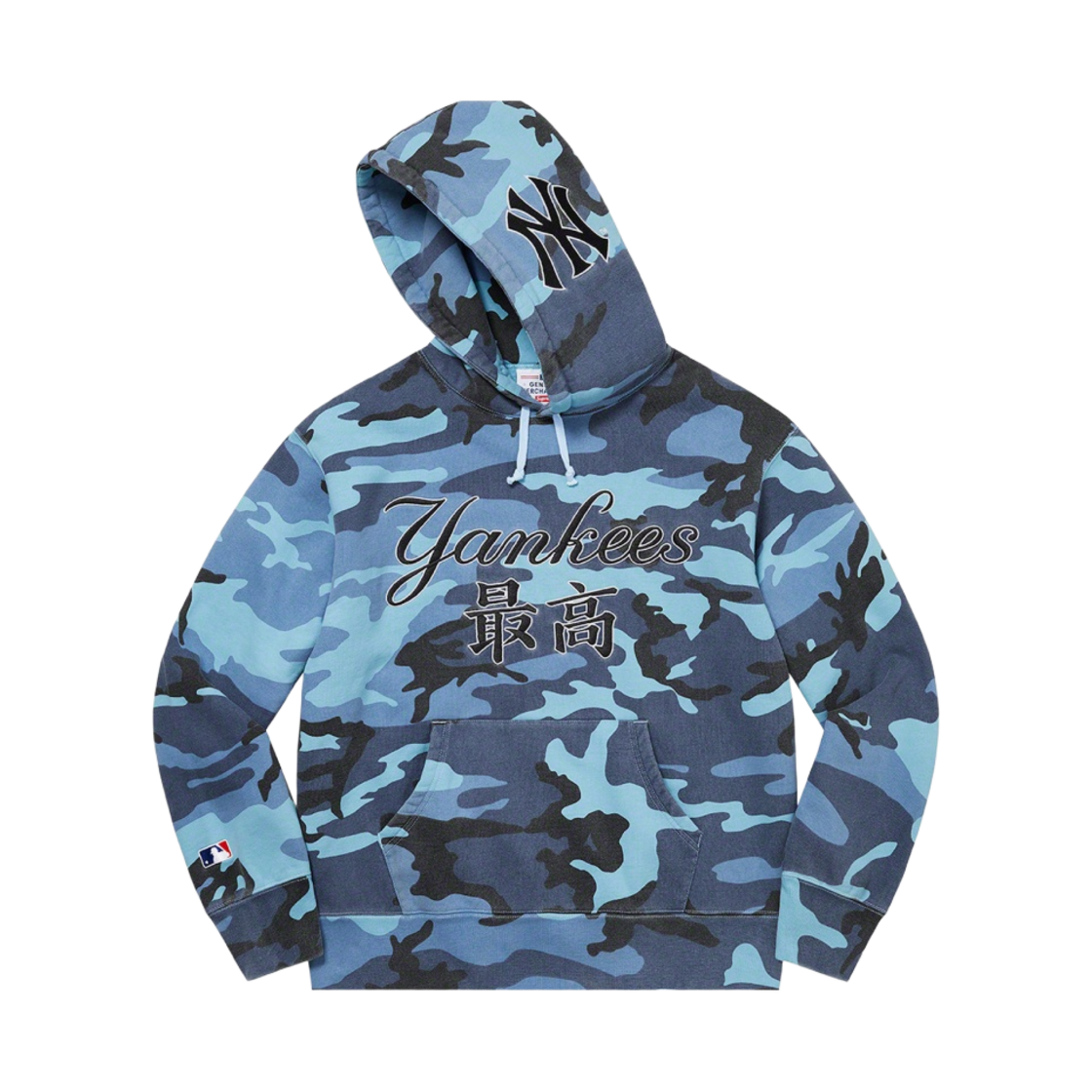 슈프림 x 뉴욕 양키스 간지 후드 스웨트셔츠 블루 카모 - 22FW(Supreme x New York Yankees Kanji Hooded Sweatshirt Blue Camo - 22FW) - 1