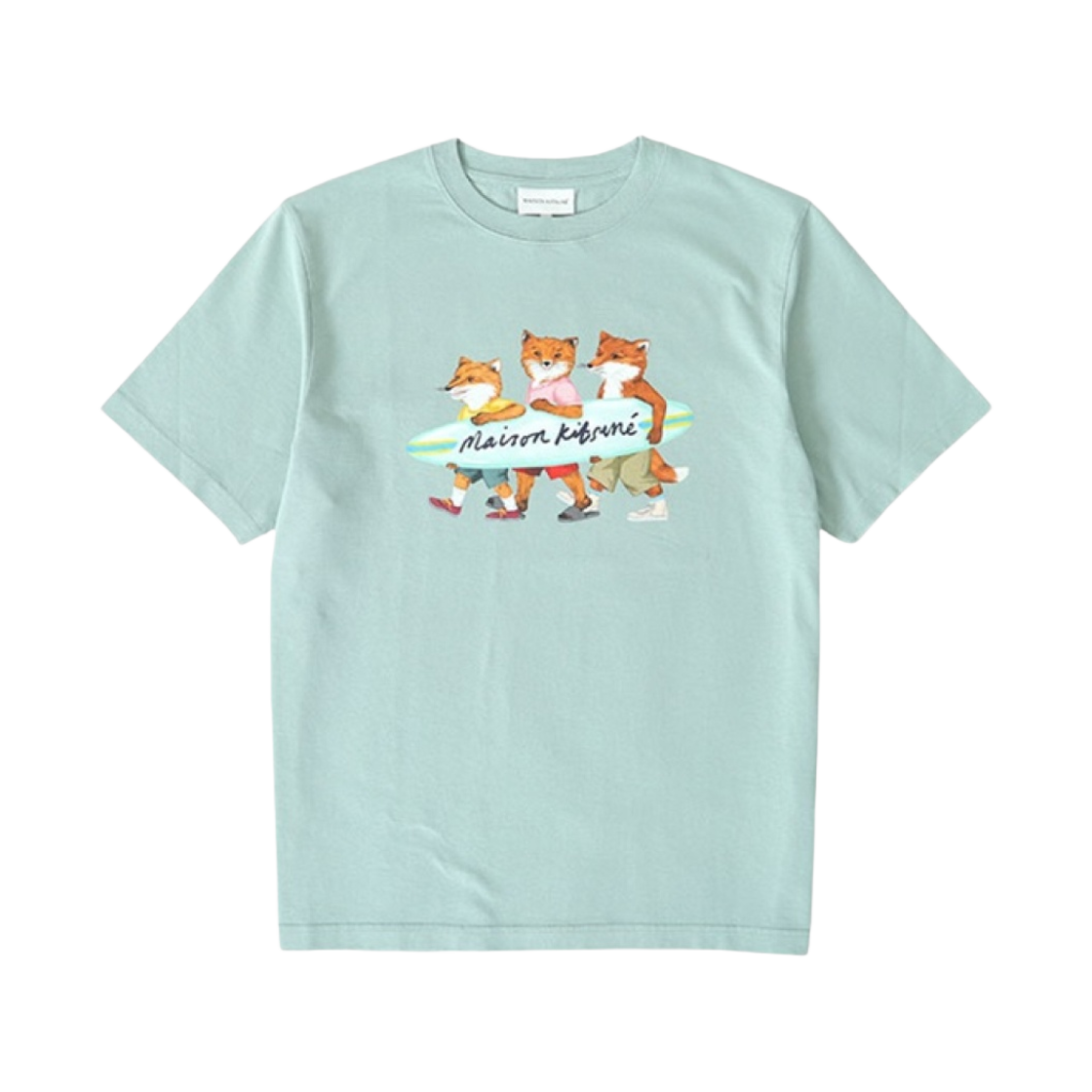 메종 키츠네 서핑 폭스드 컴포트 티셔츠 씨폼 블루(Maison Kitsune Surfing Foxes Comfort T-Shirt Seafoam Blue) - 1