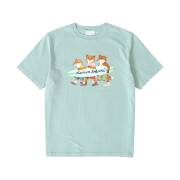 Maison Kitsune Surfing Foxes Comfort T-Shirt Seafoam Blue