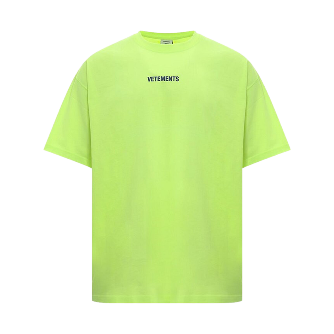 UE52TR120Y Vetements Logo Label T-Shirt Neon Yellow Royal Blue