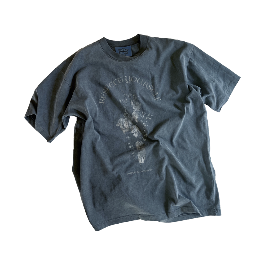 TU23GT1NA Temporary Universe Garment Dyed Vintage Washed Oversize T-Shirt Navy