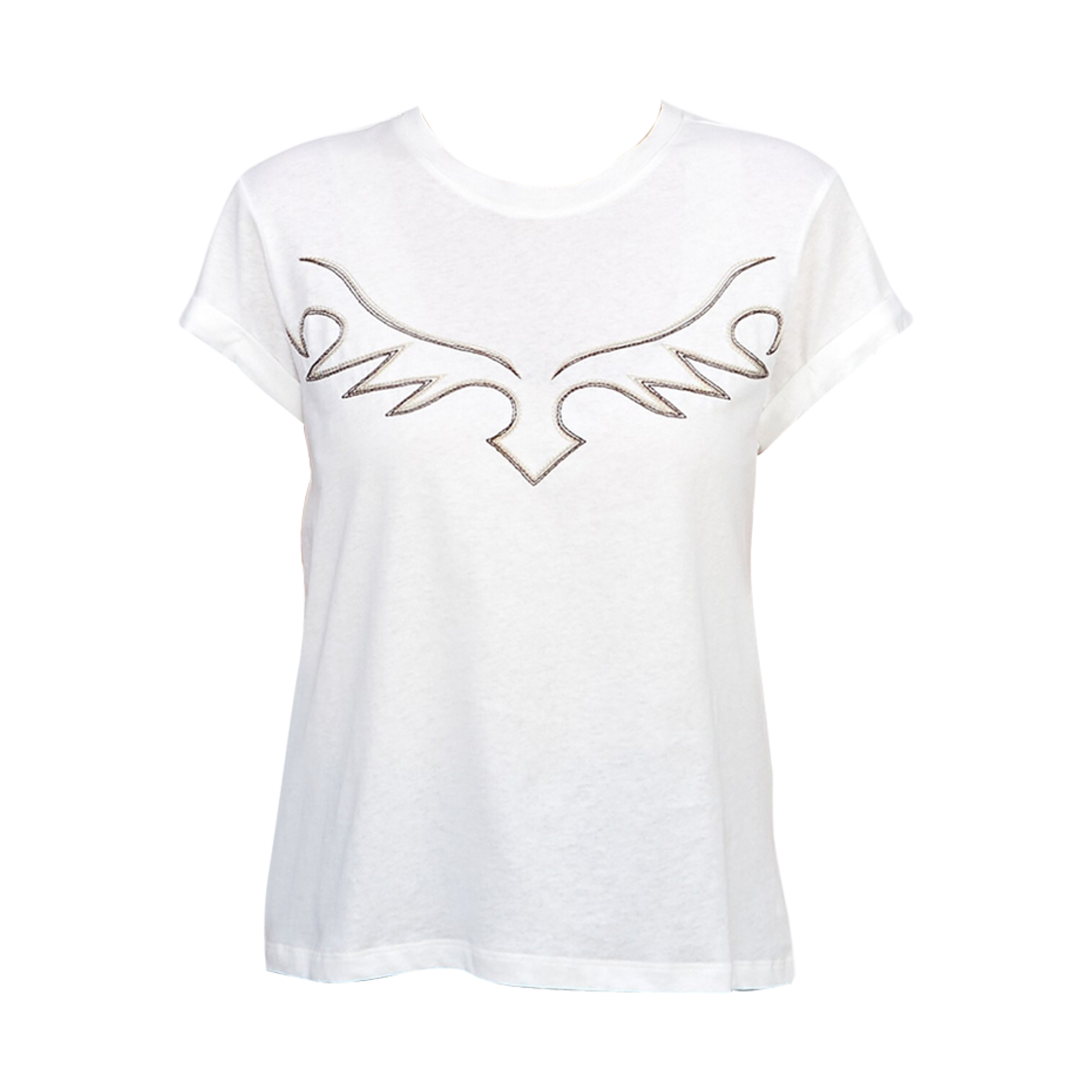 (W) 올 세인츠 안나 웨스턴 자수 티셔츠 화이트((W) All Saints Anna Western Embroidered T-Shirt White)