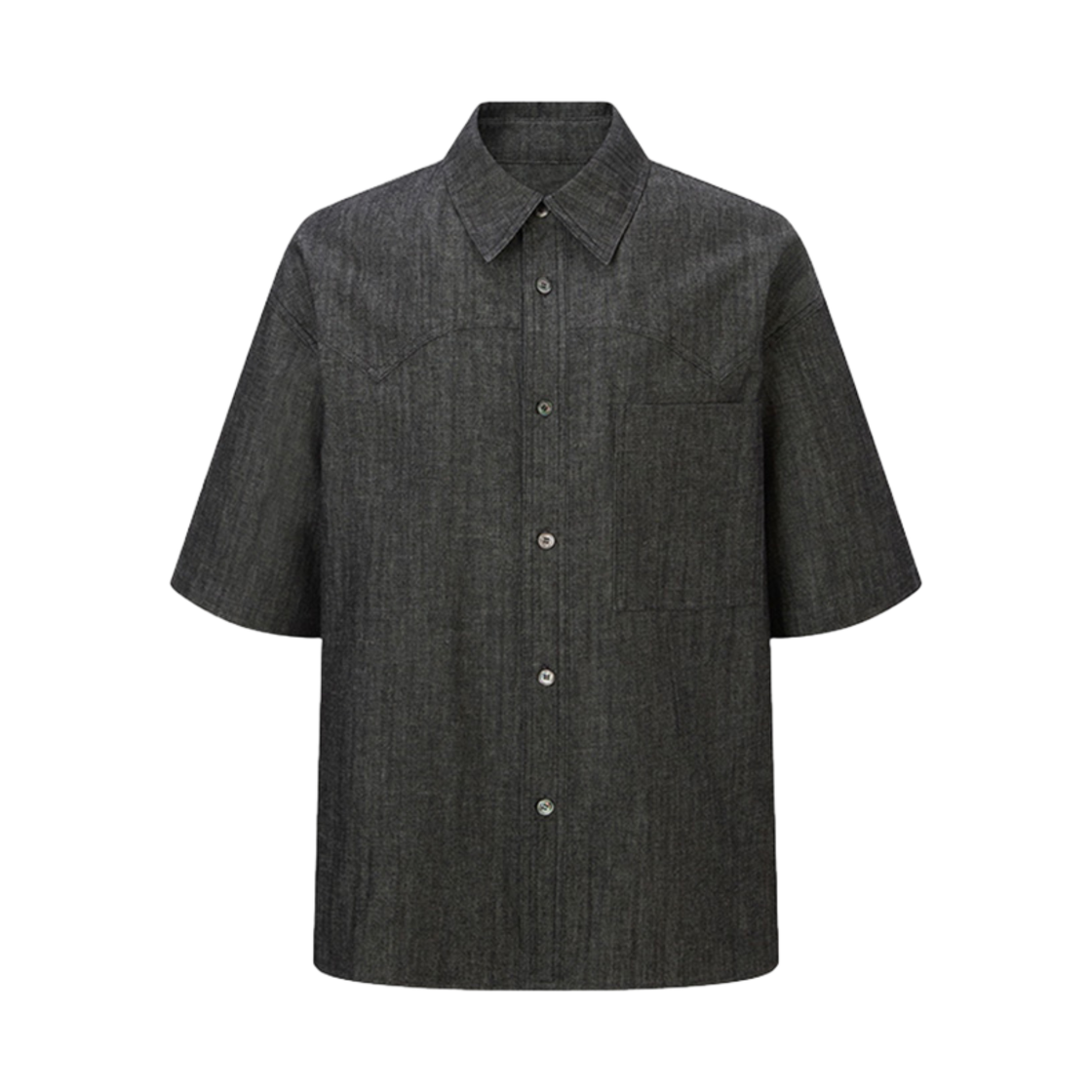 LH2511SH007EBK Le17Septembre Western Yoke Half Sleeve Denim Shirt Black