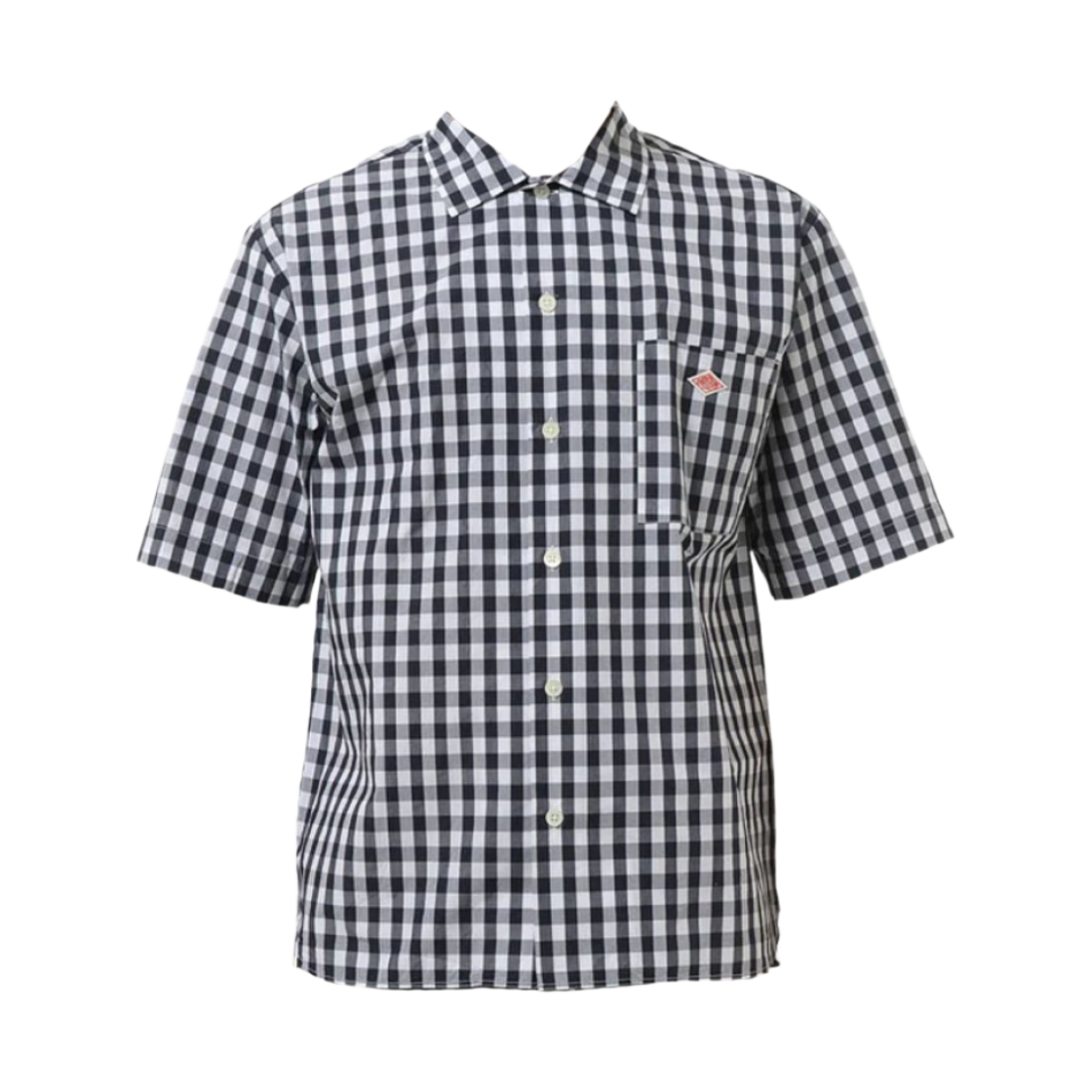 단톤 워크 숏슬리브 티셔츠 네이비 화이트 깅엄(Danton Work Short Sleeve T-Shirt Navy White Gingham) - 1