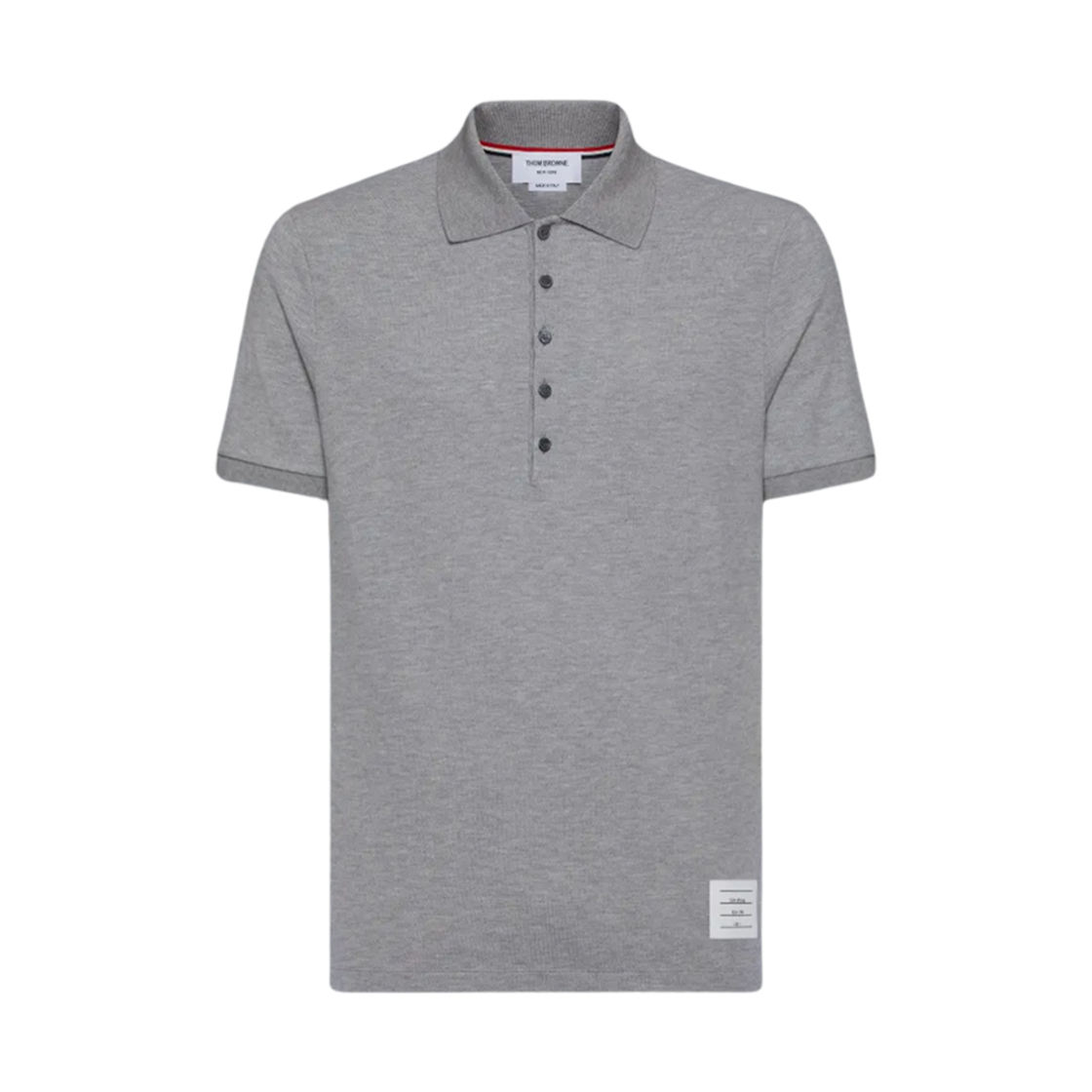 MJP110P-00050-055 Thom Browne Classic Pique 4-Bar Short Sleeve Polo Light Grey