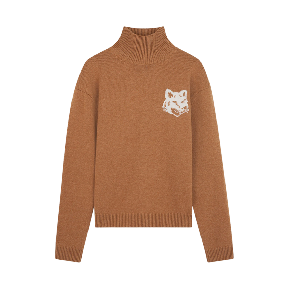 NM00807KM0329-P270 Maison Kitsune Fox Head Intarsia Comfort High Neck Sequoia