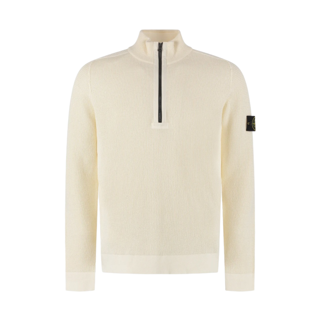 스톤 아일랜드 519B9 라이트 로우 코튼 하프 집 니트 오프 화이트 - 22SS(Stone Island 519B9 Light Raw Cotton Half Zip Knit Off White - 22SS) - 1